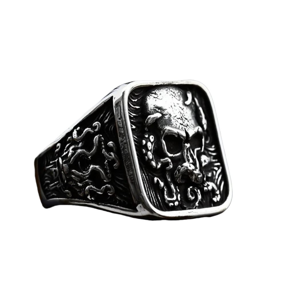 [ KERNEL_v9.2 ] KRAKEN OCTOPUS SKULL SIGNET RING