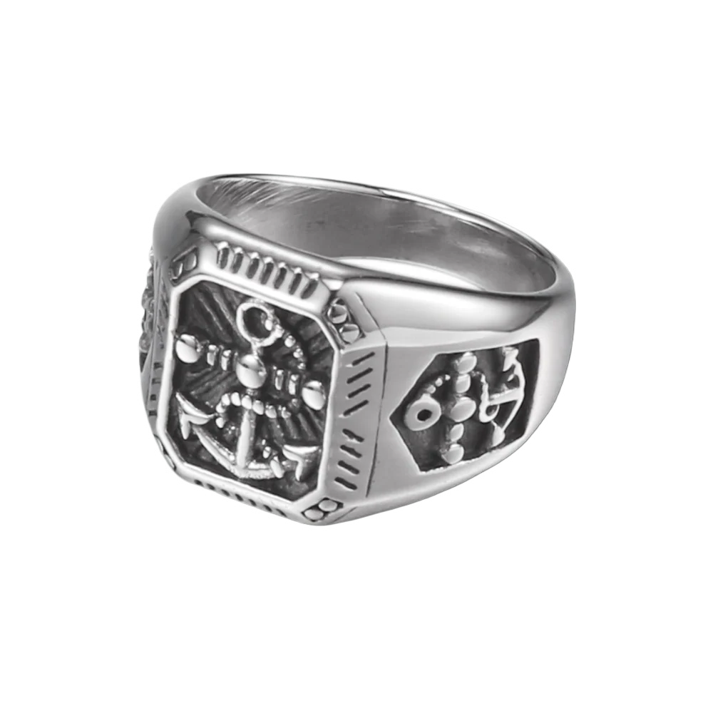 [ LINK_#35N ] NAUTICAL ANCHOR DEEP RELIEF CYBERPUNK RING