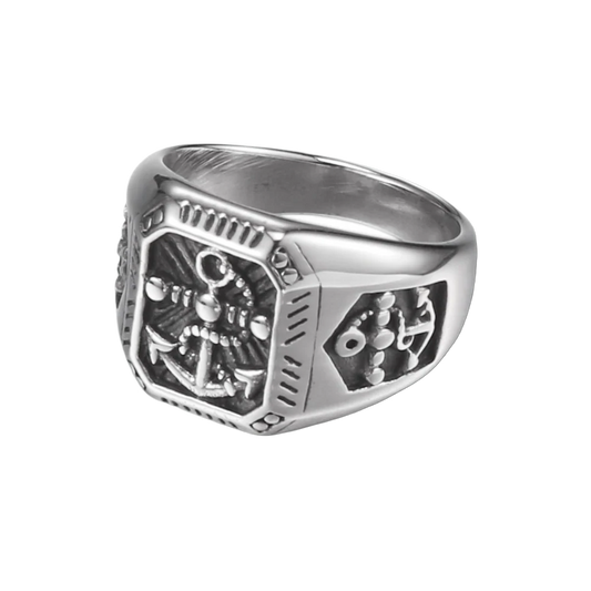 [ LINK_#35N ] NAUTICAL ANCHOR DEEP RELIEF CYBERPUNK RING