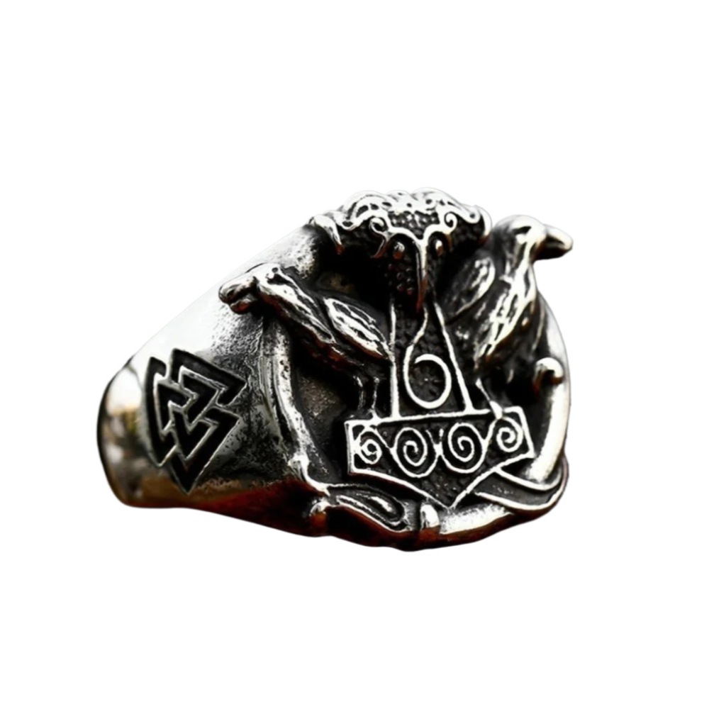 [ LINK_#02R ] THOR HAMMER RAVEN IMPLANT RING