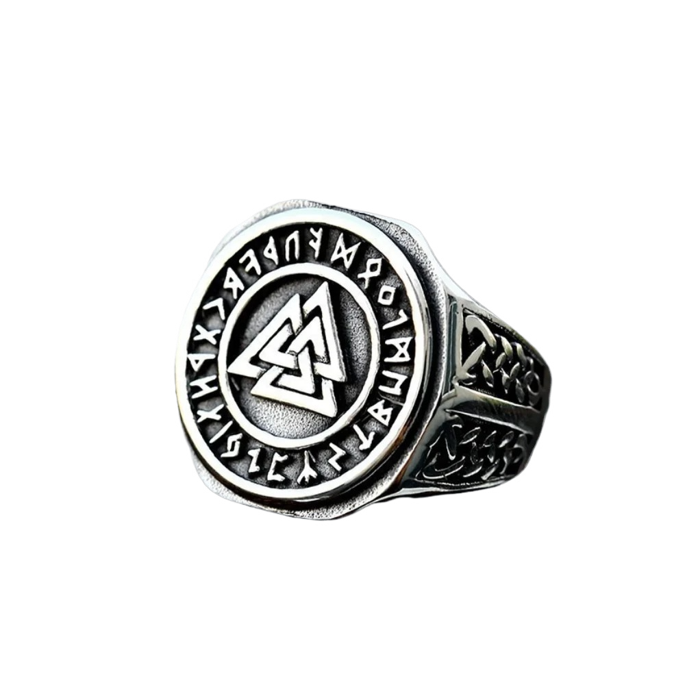[ LINK_#21V ] RUNIC VALKNUT OCTAGON SIGNET RING