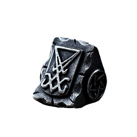 [ KERNEL_v8.4 ] LUCIFER SIGIL BATTERED SHIELD RING