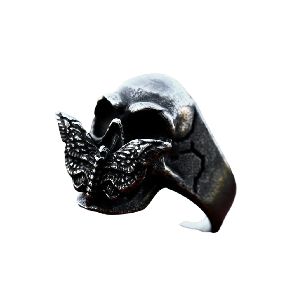 [ DECRYPT_#27M ] GOTHIC SKULL MOTH IMPLANT RING
